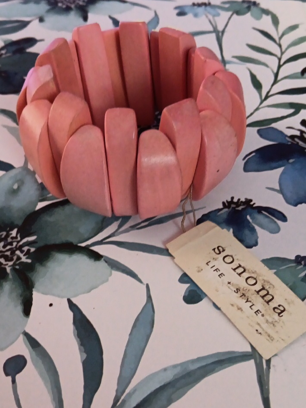 Sonoma | Chunky Pink Wooden Block Stretch Bracelet New!
